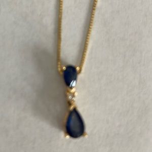 14k yellow gold sapphire necklace